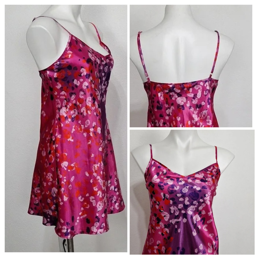 Y2k Morgan Taylor Slip Dress L Pink Purple Cheetah Coquette Chemise Fairy Whimsy